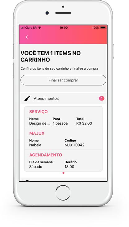 Imagem da tela de carrinho de compras do aplicativo Maju app